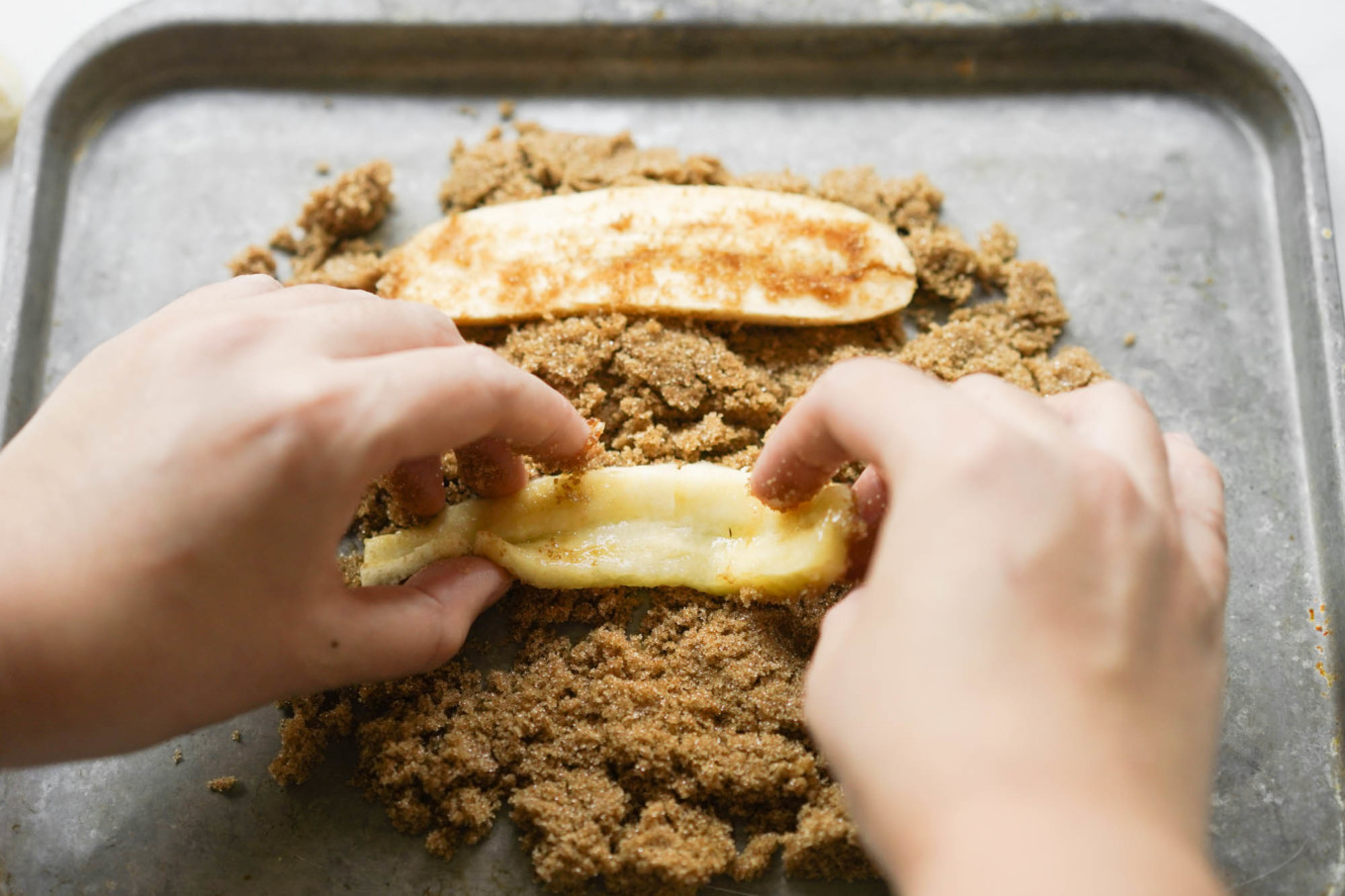 coating bananas in brown sugar